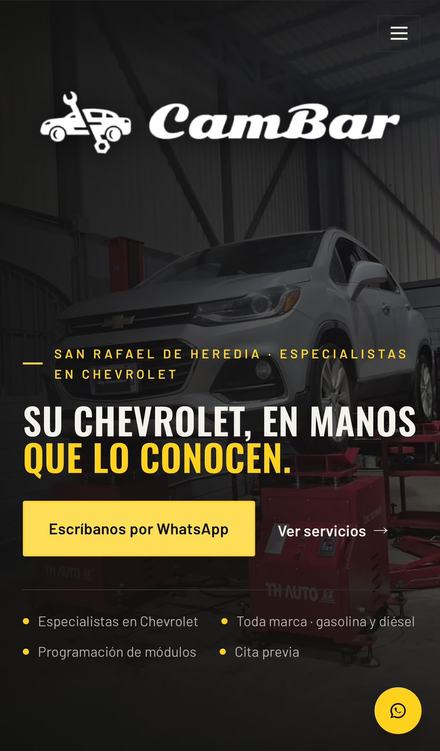 Página web de CamBar Automotriz