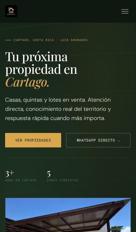 Página web de GB Bienes Raíces