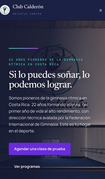 Página web de Club Calderón hecha por MS Impulso