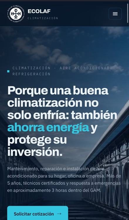 Página web de Ecolaf Climatización