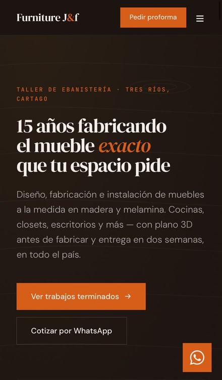 Página web de Furniture J&F hecha por MS Impulso