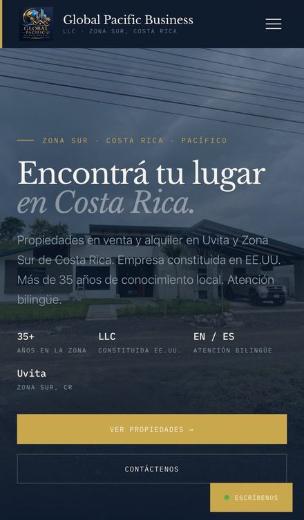 Página web de Global Pacific hecha por MS Impulso
