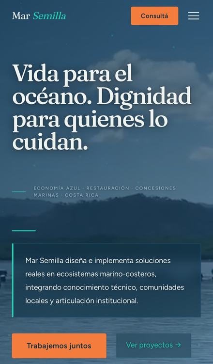 Página web de Mar Semilla hecha por MS Impulso