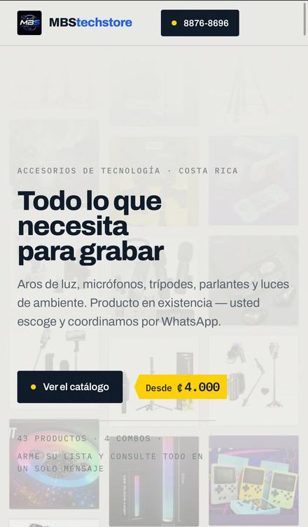 Página web de MBS Techstore hecha por MS Impulso