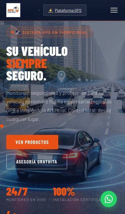 Página web de GPS Monitrack hecha por MS Impulso