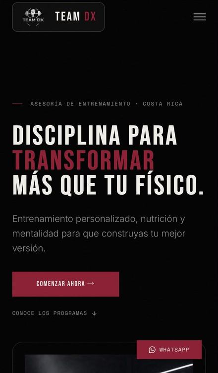 Página web de Team DX hecha por MS Impulso
