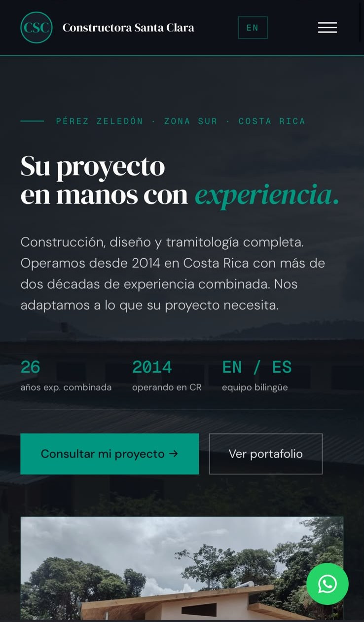 Sitio web de Constructora Santa Clara