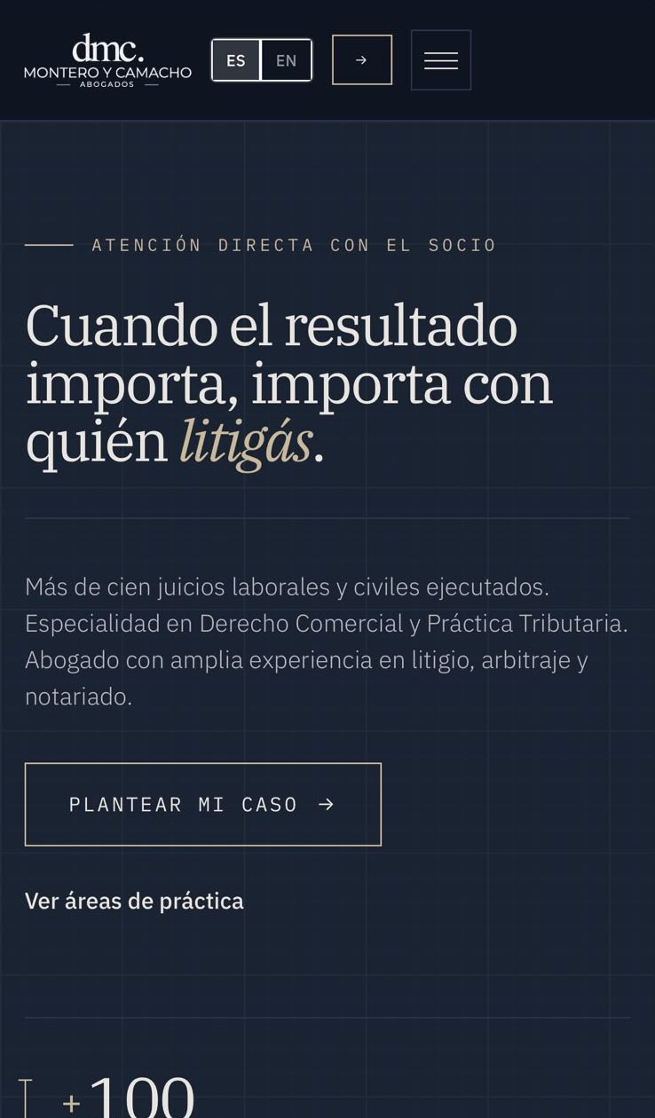 Sitio web de DMC Abogados