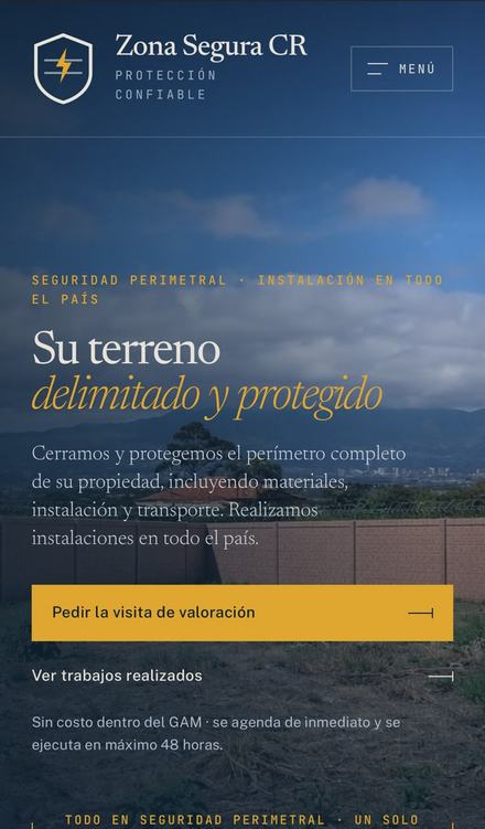 Página web de Zona Segura CR, diseñada por MS Impulso en Costa Rica
